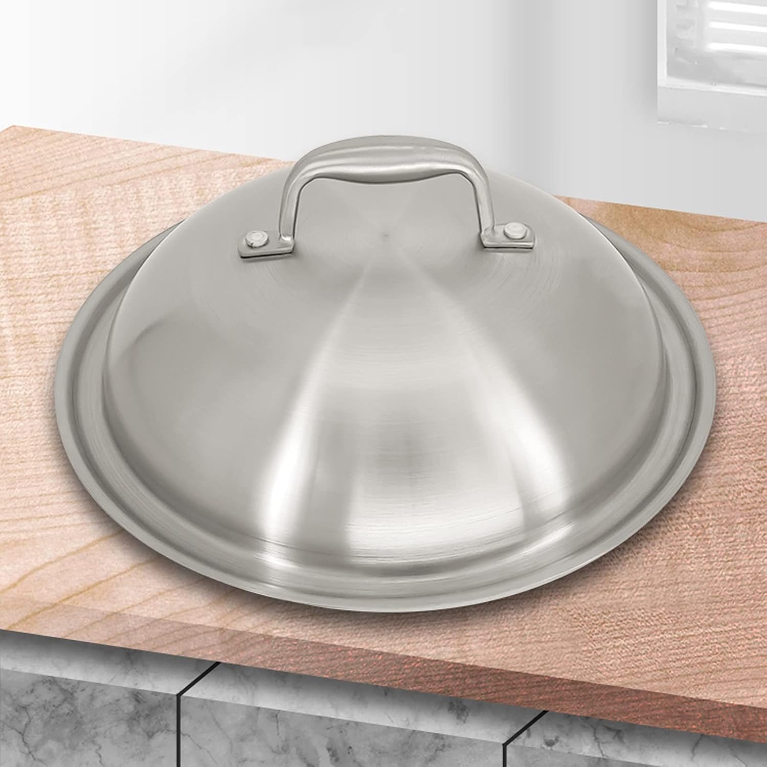 Tapa Universal de Acero Inoxidable Tapa Universal de Arco Alto Tapa de Olla Redonda Gruesa para ollas, sartenes y sartenes Tapa de Repuesto para sartén Tapa de (37cm)