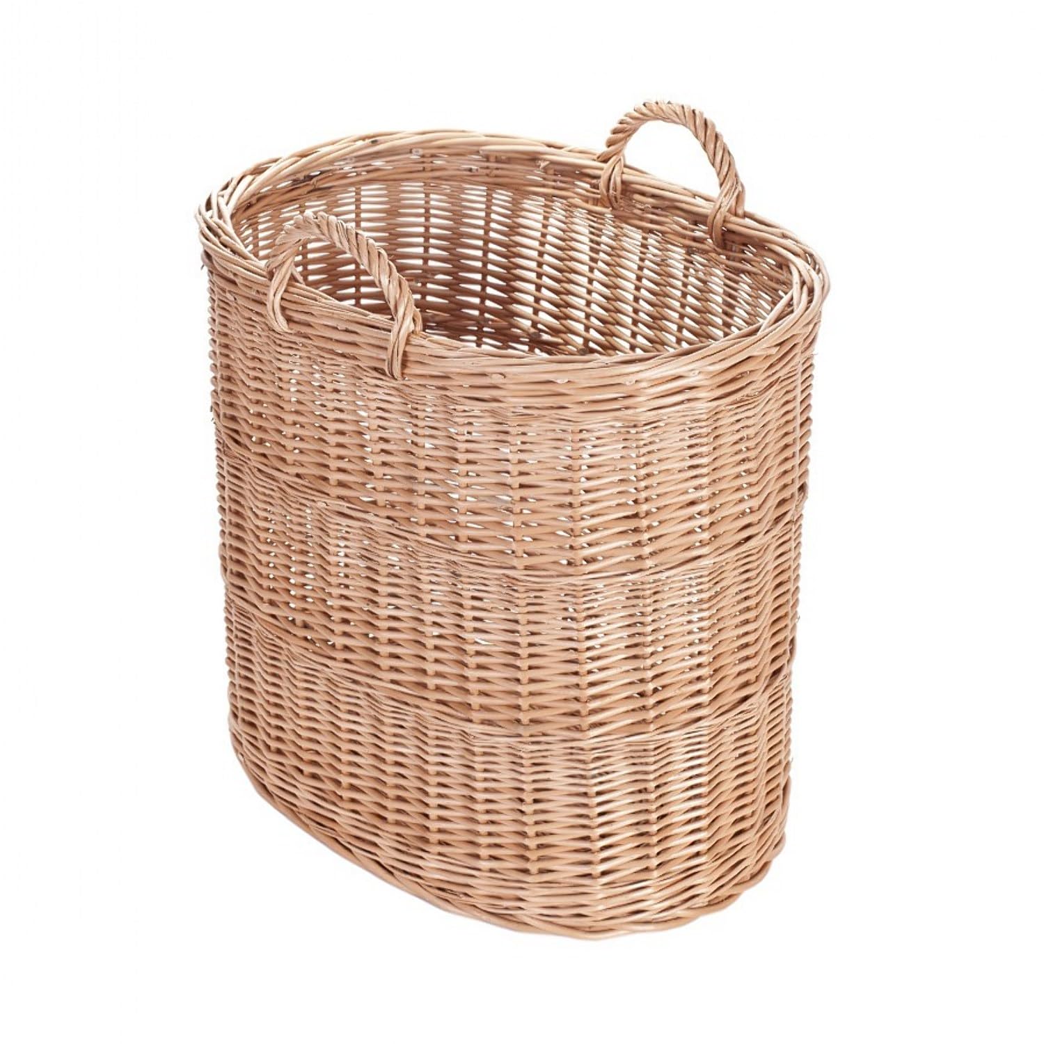 Cesto PortaLegna In Vimini Con Rivestimento In Juta - Stile Antico, 43x43x31 Cm