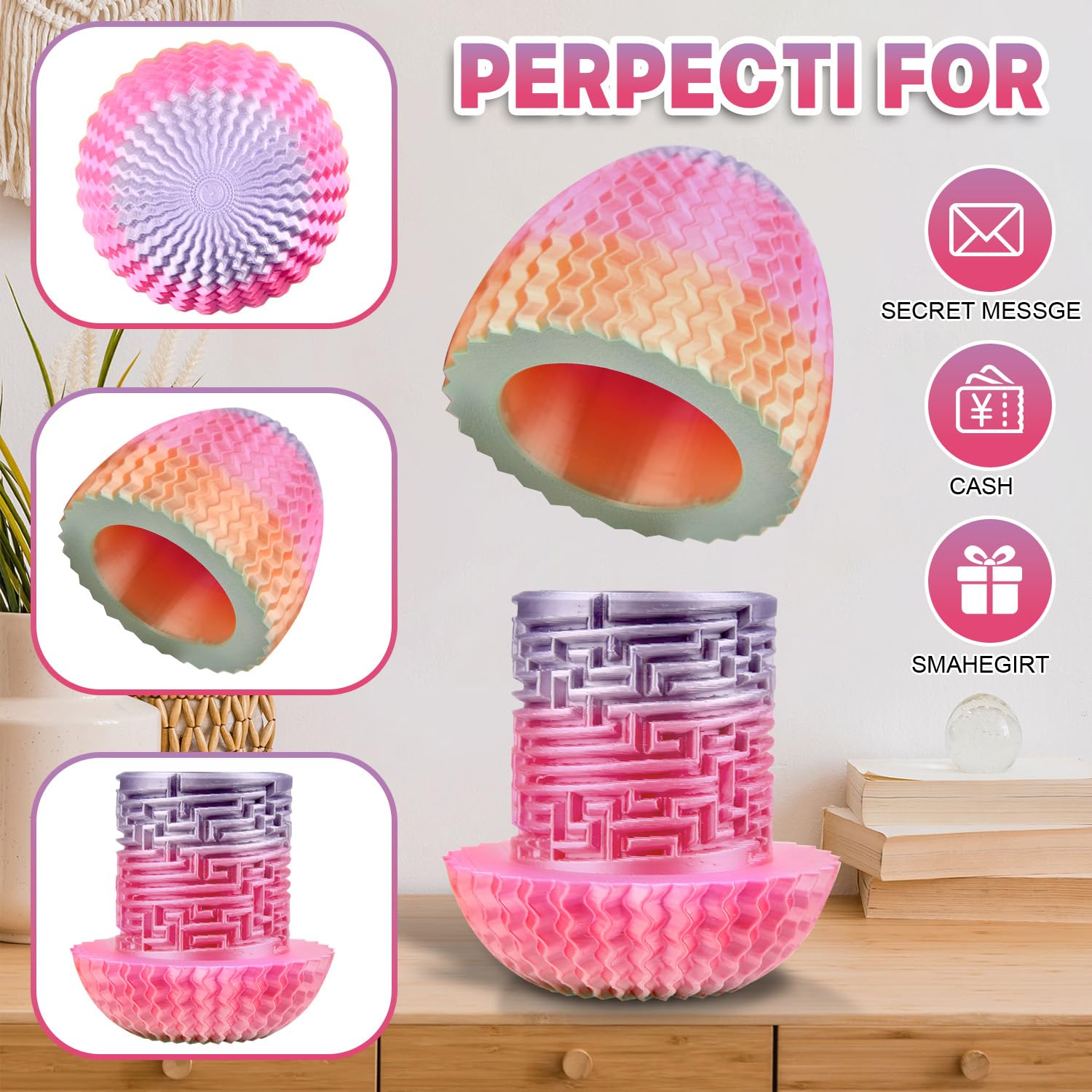 Mystery Egg Puzzle Box Easter Gifts, Mystery Box Easter Eggs Decorations for Cash, 3D Money Puzzle Box Annoying Gift Box with Hidden Compartment for Adults & Kids, Birthdays Presents - Image 2
