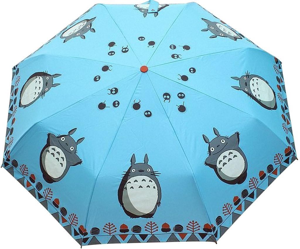 My Neighbor Totoro Lovely Automatic Clear Umbrella Telescopic umbrella UV Protection Daily Use (Blue)