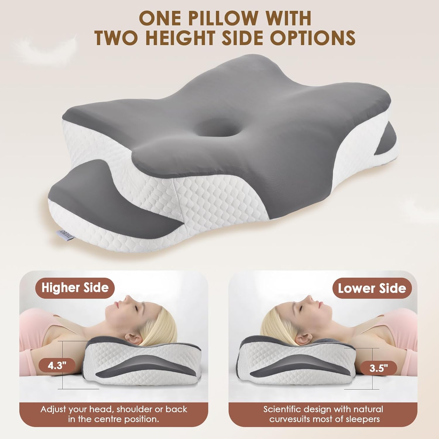 Cervical Neck Pillow for Neck Pain Relief, Ergonomic Contour Memory Foam Pillows for Sleeping with Cool Pillowcase, Orthopedic Neck Support Pillow for Side Back Stomch Sleepers