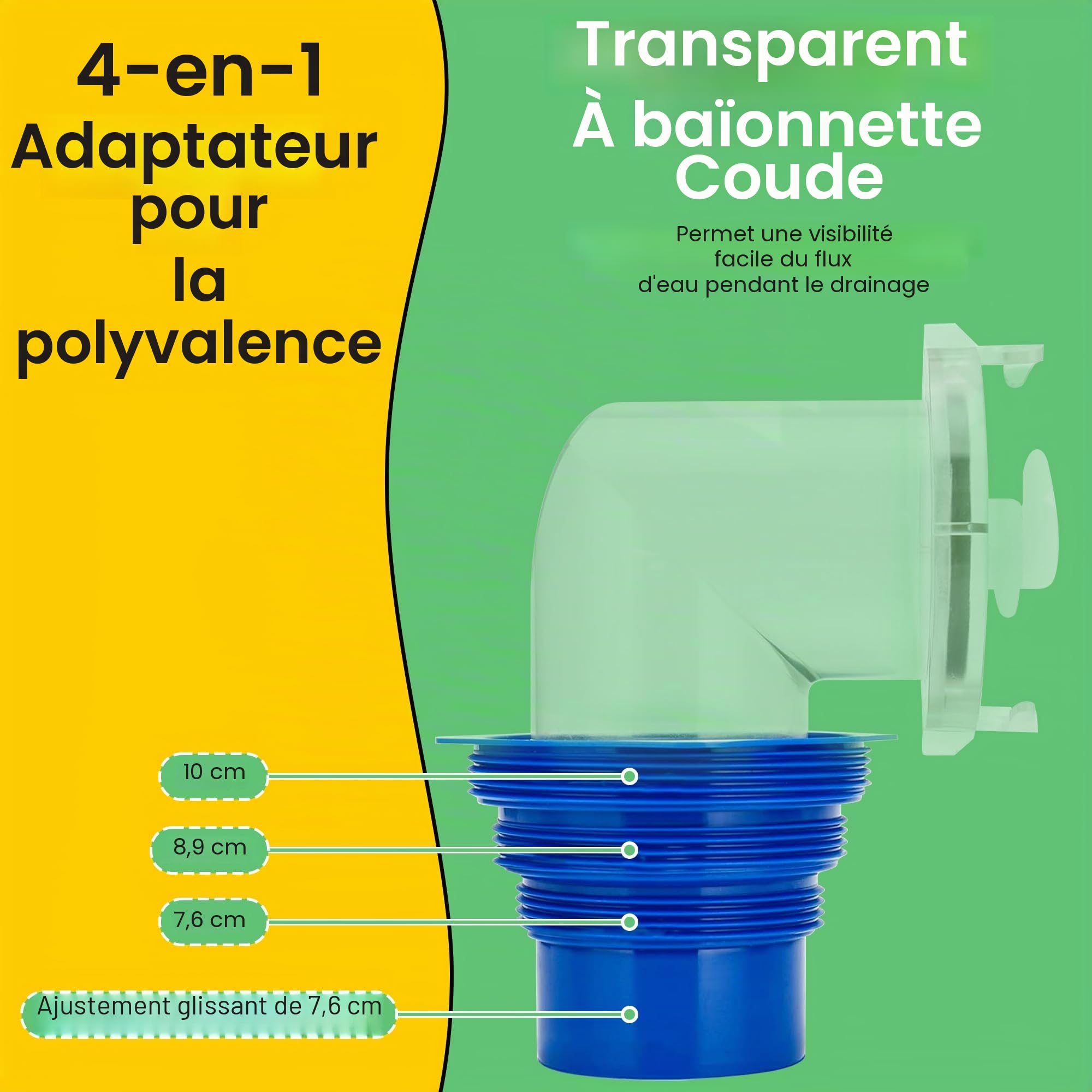Offgridtec® Kit de tuyau d'évacuation pour camping-car sans outils pour évacuer l'eau résiduelle et les eaux usées
