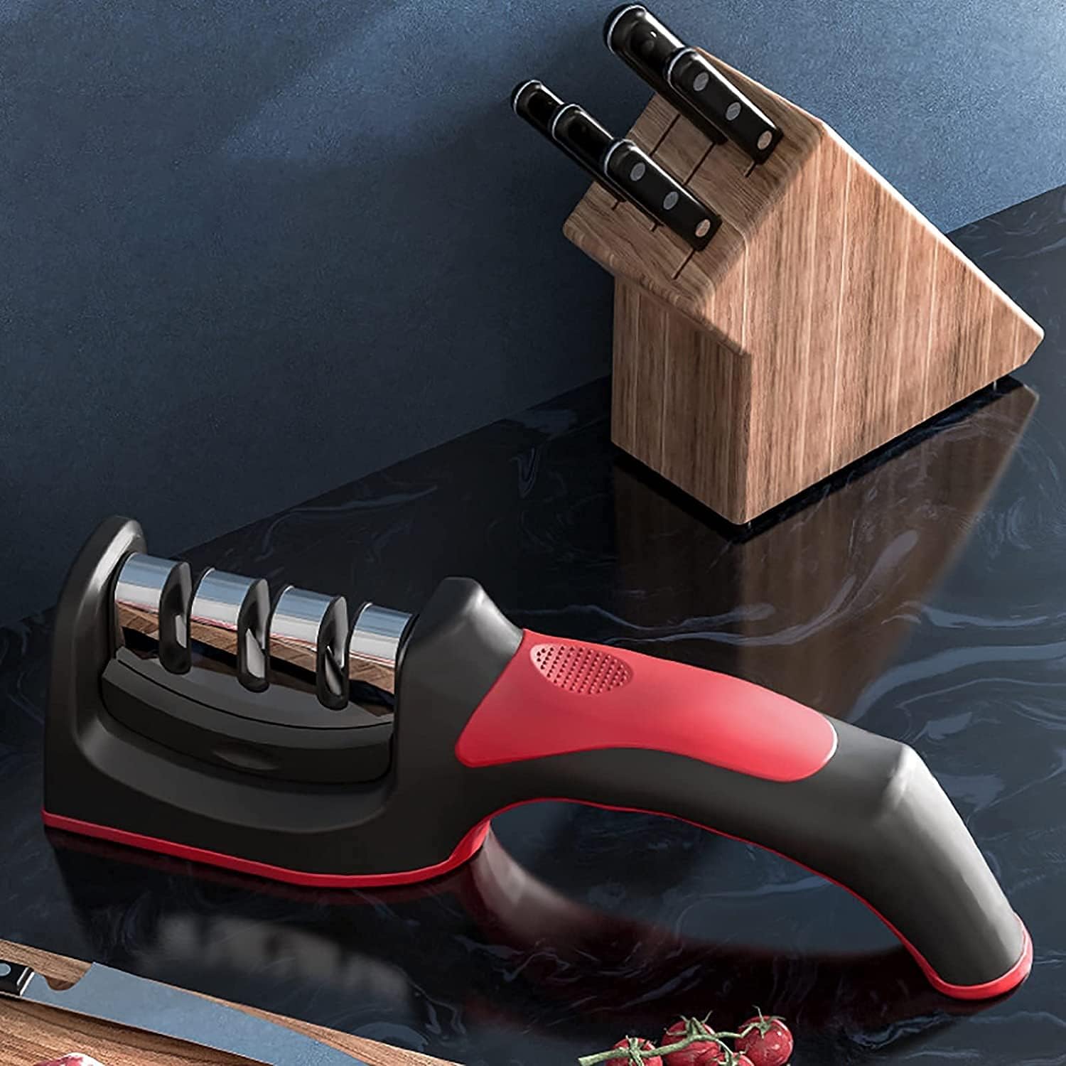 Professional Knife Sharpener for Straight Knives Diamond Abrasives 3-Stage Quickly Sharpening Repair/Restore/Polish Blades