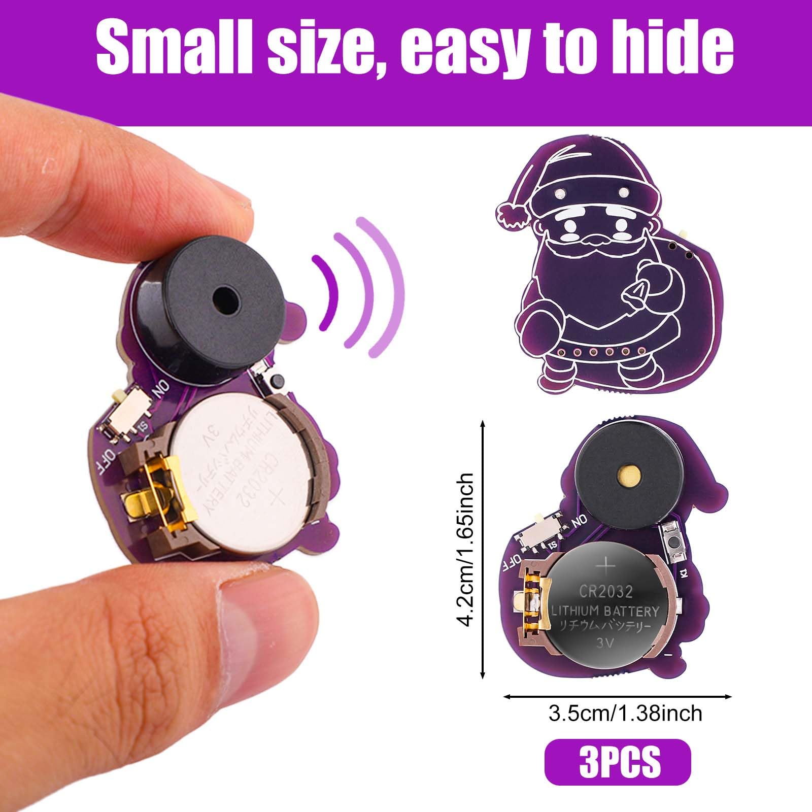BTFO 3pcs Cricket Noise Makers, Santa Claus Style Annoying Noise Machine Concealed Cricket Noise Items with 16 Sounds Noise Beeping Maker Hidden Cricket Noise Stuff for Home School Party (Purple)