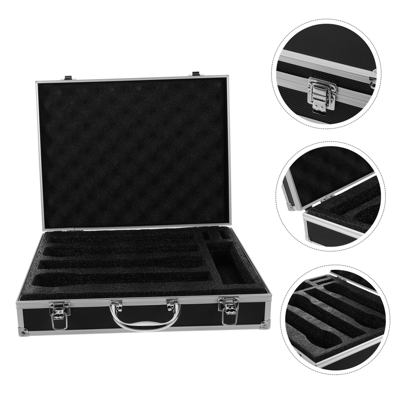 Estuches para Micrófono De Mano Organizador Portátil con Asa Caja Dura Resistente para Almacenamiento y Transporte Seguro Eventos y Conciertos