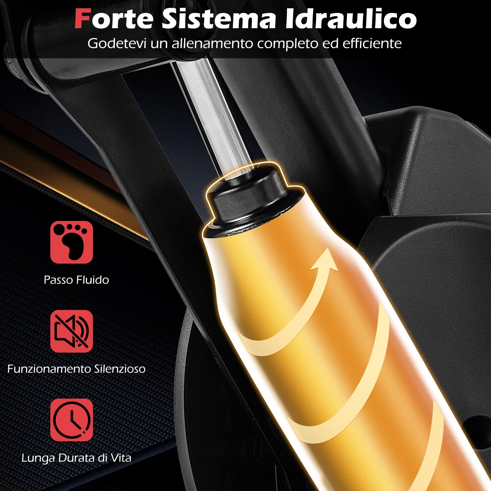 COSTWAY Stepper Fitness con Manubrio Regolabile in Altezza, Display LCD, Pedali Antiscivolo e Resistenza Idraulica, Stepper in Metallo, ABS, PP e EVA per Casa, Ufficio e Palestra