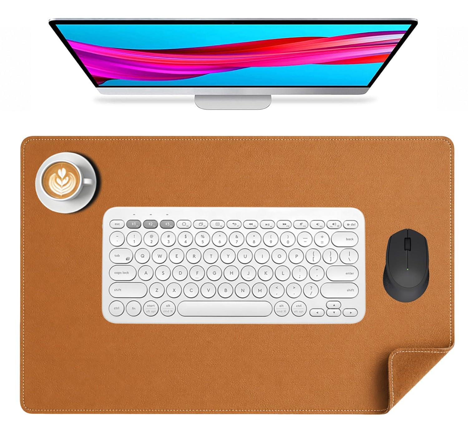 Tappetino da scrivania in vera pelle - Marrone 100x50cm - Tappetino per mouse di grandi dimensioni per ufficio domestico, Ampio Sottomano protettivo antiscivolo per scrivania(Brown,80x50cm)