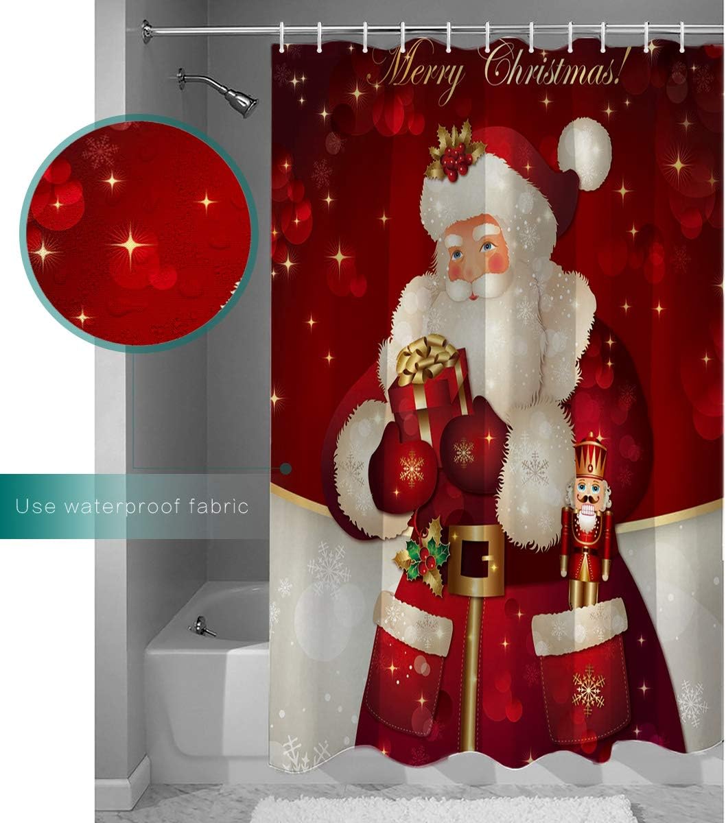 Libaoge Shower Curtain Set - Merry Christmas Dreamlike The Santa Claus Pattern Art Print Bathroom Shower Decor Waterproof Polyester Fabrics Comstomized Design 72" W x 72" H