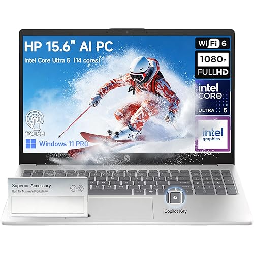 HP Laptop 15 Touchscreen Computer, Intel Core Ultra 5(14-Core, Beat i7-1355U), 15.6" FHD IPS Touch Screen Business Laptop AI PC, 32GB DDR5 2TB SSD | Windows 11 Pro, USB-C(DisplayPort), HDMI, 10-Key