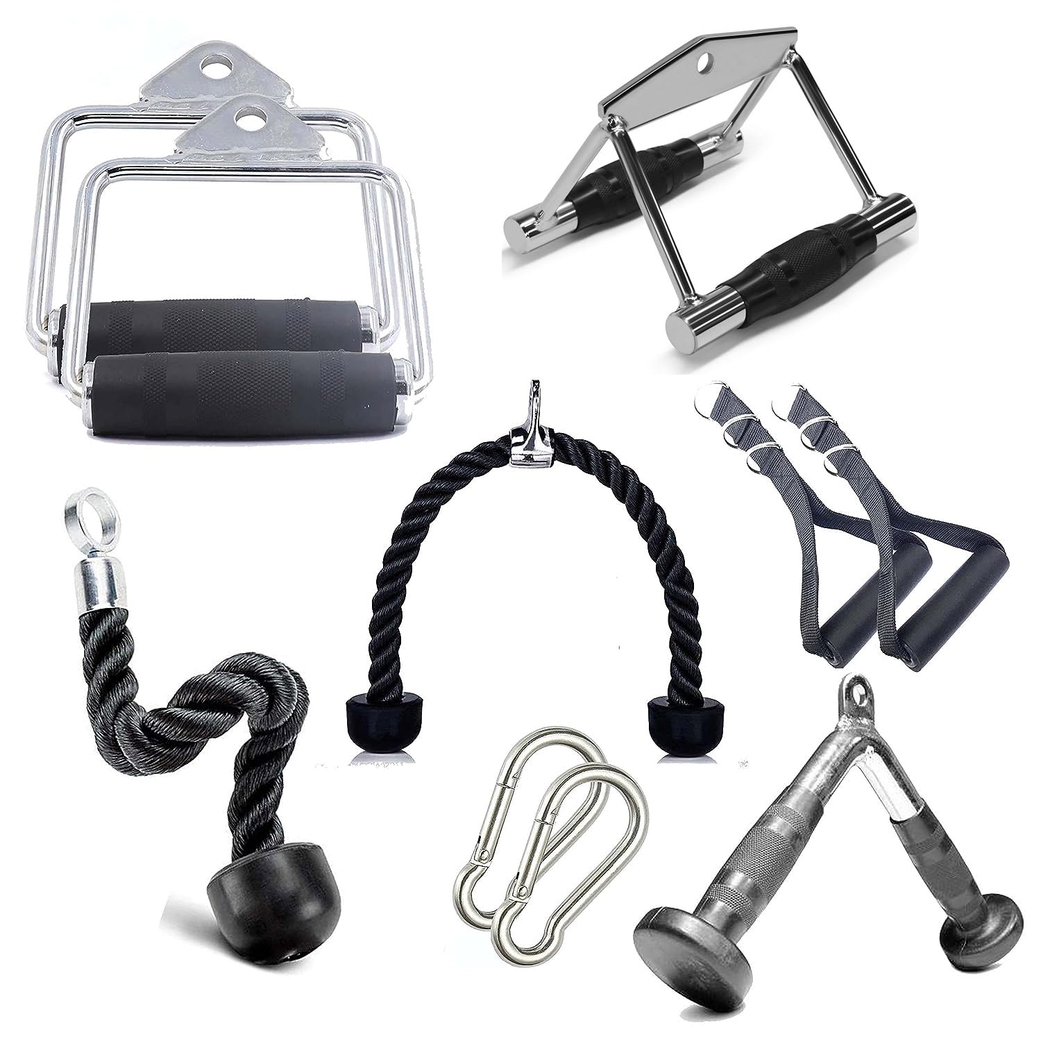 Gym Accessories attachments Combo: Rowing, D Handle, V Handle, Rope Handle with Safety Locks etc. (B0CF289JM6) Amazon Price History, Amazon Price Tracker
