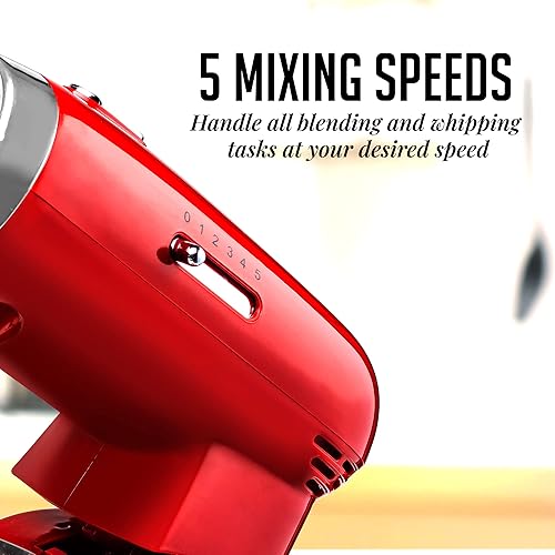 Vista 11 de OVENTE Batidora eléctrica de pie con cuenco de acero inoxidable de 3.5 cuartos de galón, mezclador de cocina portátil y ligero de 5 velocidades
