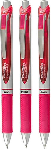 Pentel EnerGel XM BL77 - BolĂgrafo retráctil de tinta de gel lĂquido, 0.028 in, 54% reciclado, color rosa, paquete de 3 Pentel EnerGel XM BL77 - BolĂgrafo retráctil de tinta de gel lĂquido, 0.028 in, 54% reciclado, color rosa, paquete de 3