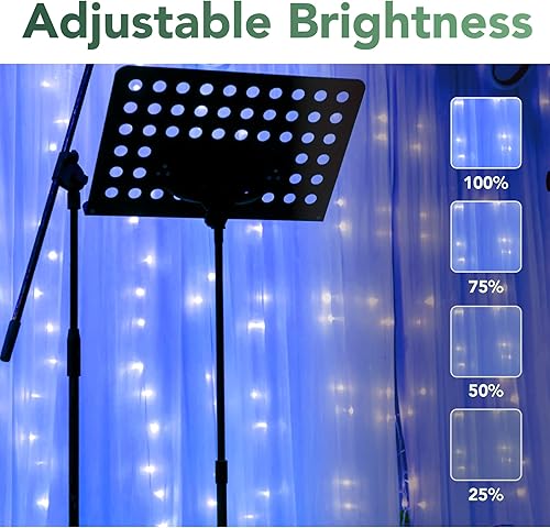 Miniatura 10 de MAGGIFT Guirnalda de 200 luces LED para colgar al aire libre, impermeable, 6.5 x 9.8 pies, luces USB de cortina de hadas. 8 modos de enchufar con