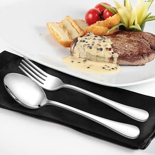 Miniatura 6 de E-far Juego de 24 tenedores y cucharas, cubiertos de acero inoxidable para el hogar, cocina, restaurante, metal de grado alimenticio y diseño