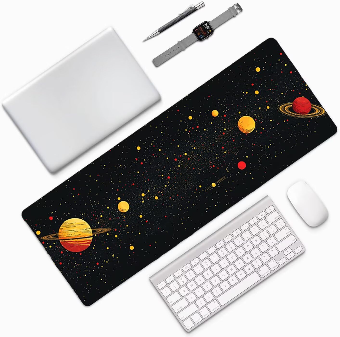 Lpfieonn Sternenhimmel Großes Schreibtischunterlage, XXL Schreibtischunterlagen, Landschaft XXL Gaming Mousepad mit Vernähter Rand und Rutschfeste Gummibasis, für Hause/Büro 120x60cm PF-2363