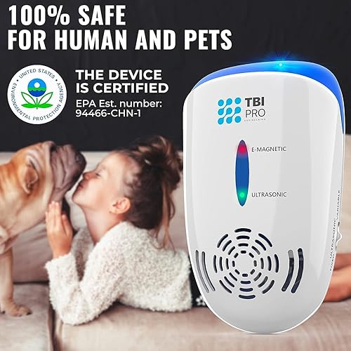 Miniatura 6 de Paquete de 1 repelente ultrasónico eficaz de plagas  Electromagnético de pared + iónico  Mosquito, ratas, ratas, repelente de cucarachas en