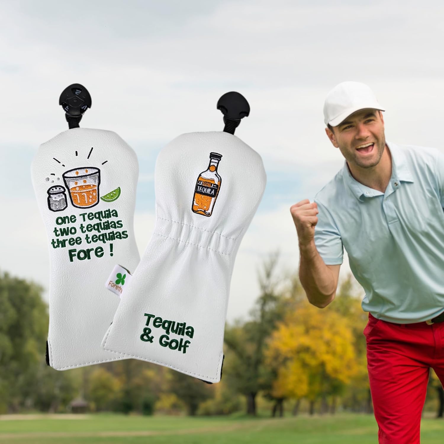 Foretra Tequila Fore Golf Headcover Driver Cover Mallet Blade Putter Cover 3 Wood Fairway Wood Head Covers Hybrid Head Covers Novelty Fun fits Most Brands Funny Golf 7 Wood Head Cover