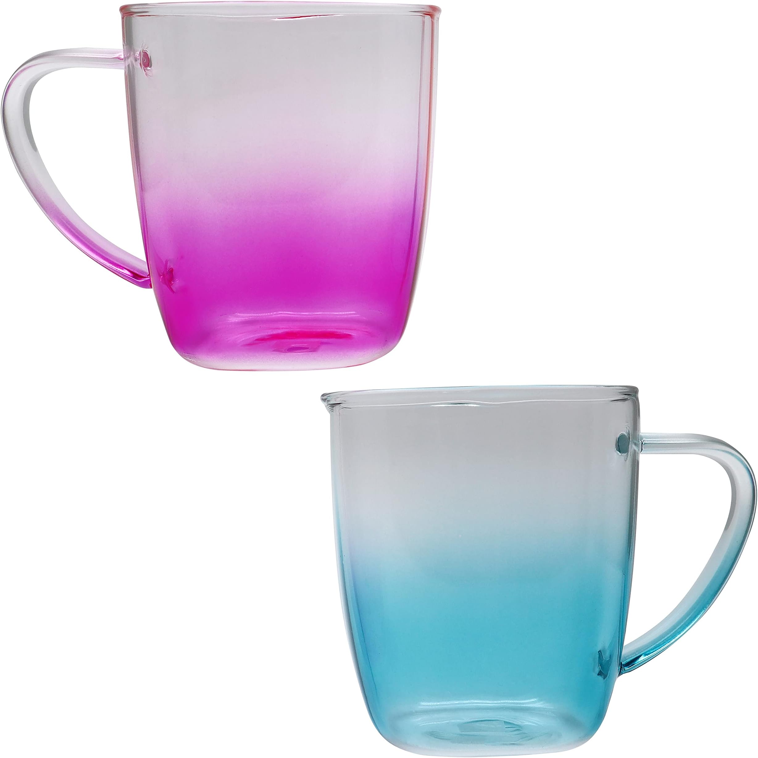 EIKS 2 Set Coffee Mug Glass Cup with Gradient Color for Iced Hot Tea Coffee Latte Espresso - 9.5oz(280ml)