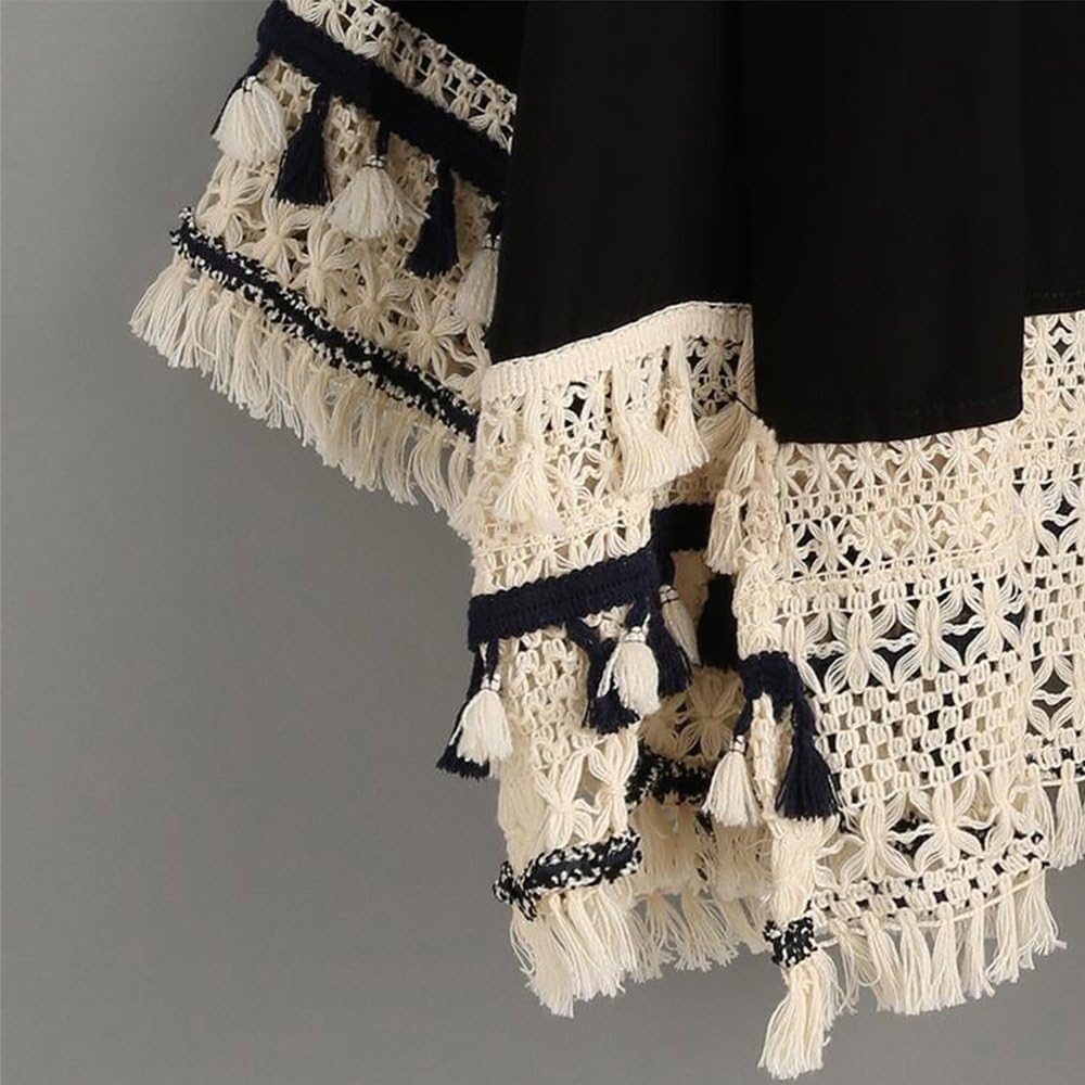 Tassel Fringe Trim, DyAi 21Yards White/Black/Beige Cotton Lace, Tassels Fringe Lace Trim Ribbon for Women Dress, Cloth, Bags, Curtain, Home Decor and Other DIY Craft Supply