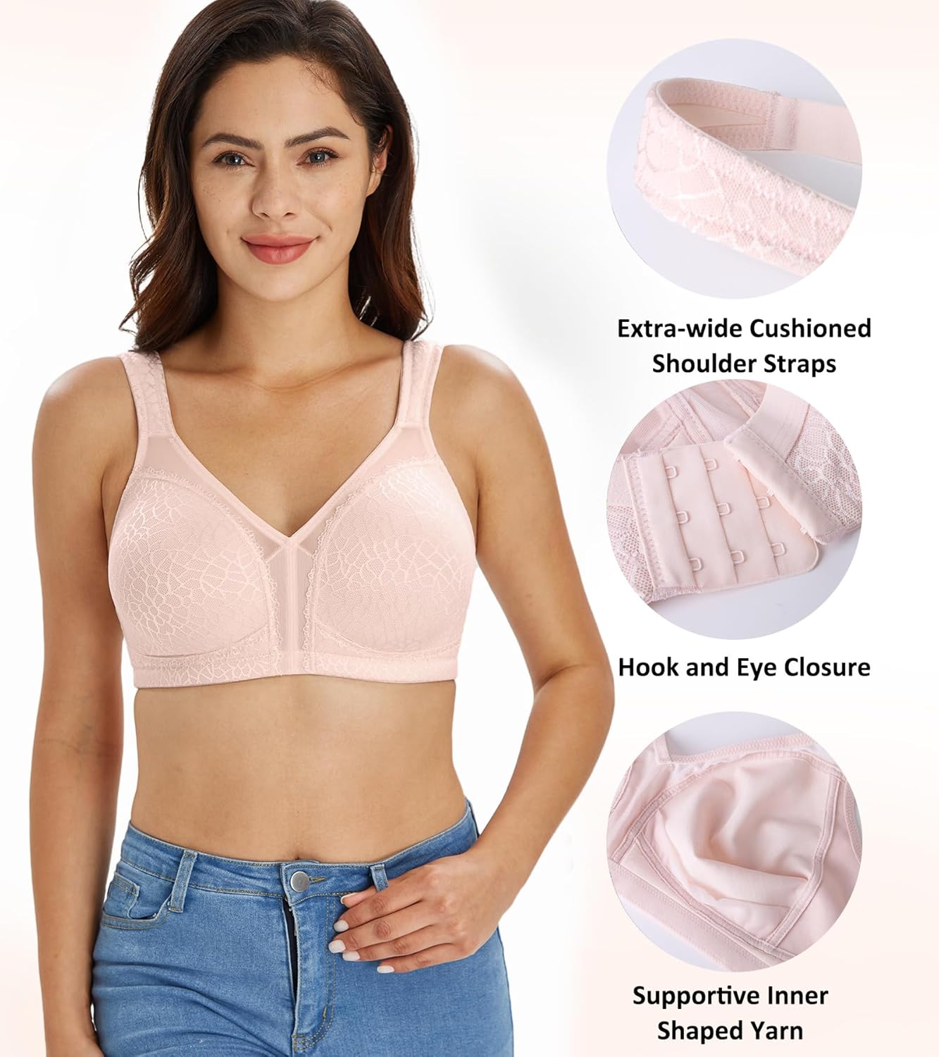 Lemorosy Women's Plus Size Full Coverage Non Padded Wireless Minimizer Bra -Comfort and Double Support - Image 2