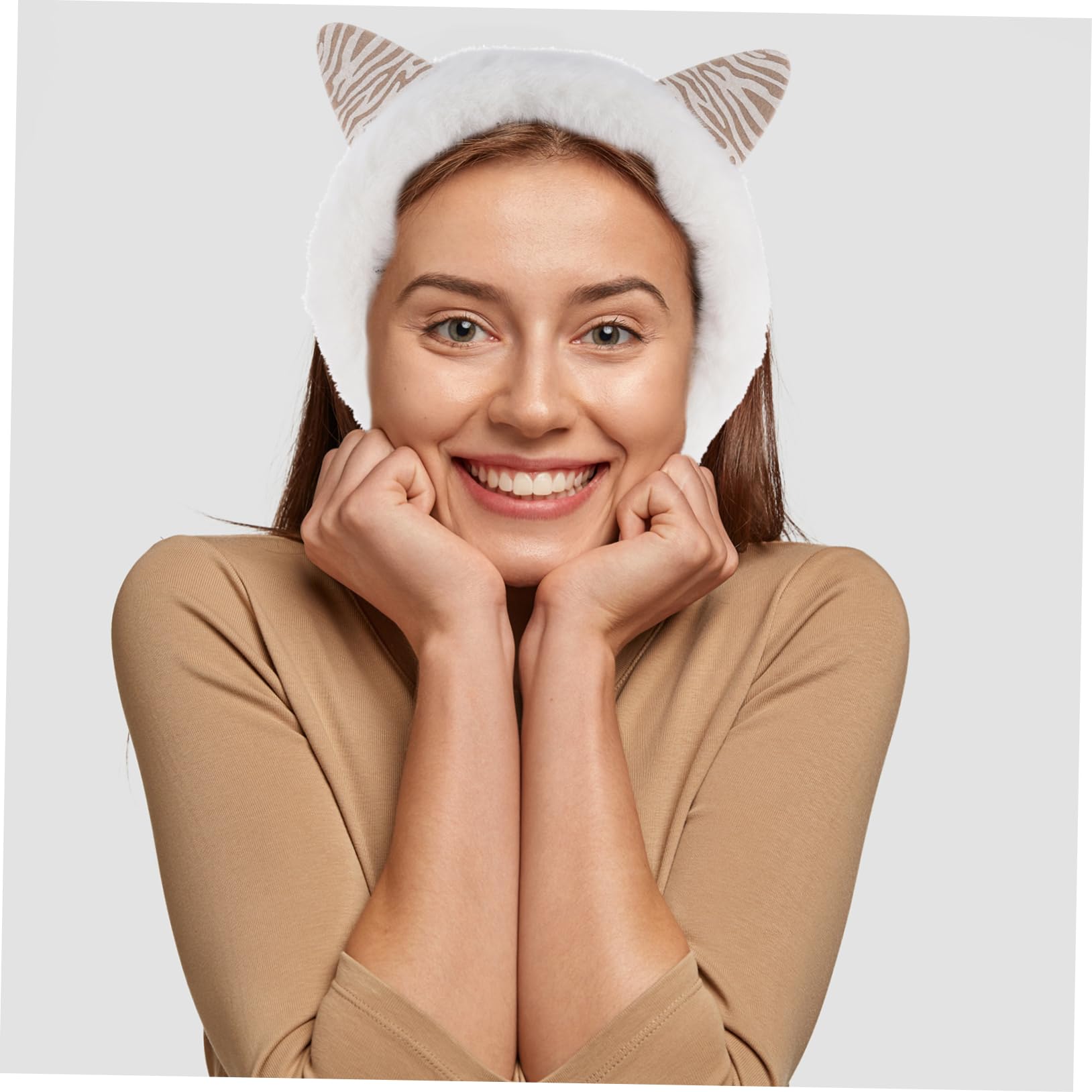 BESPORTBLE 1Pc Plush Cat Ear Headband Winter Ear Warm Headdress for Cute Comfortable Furry Hair Band Skin Friendly Ear Cover for Cold Weather