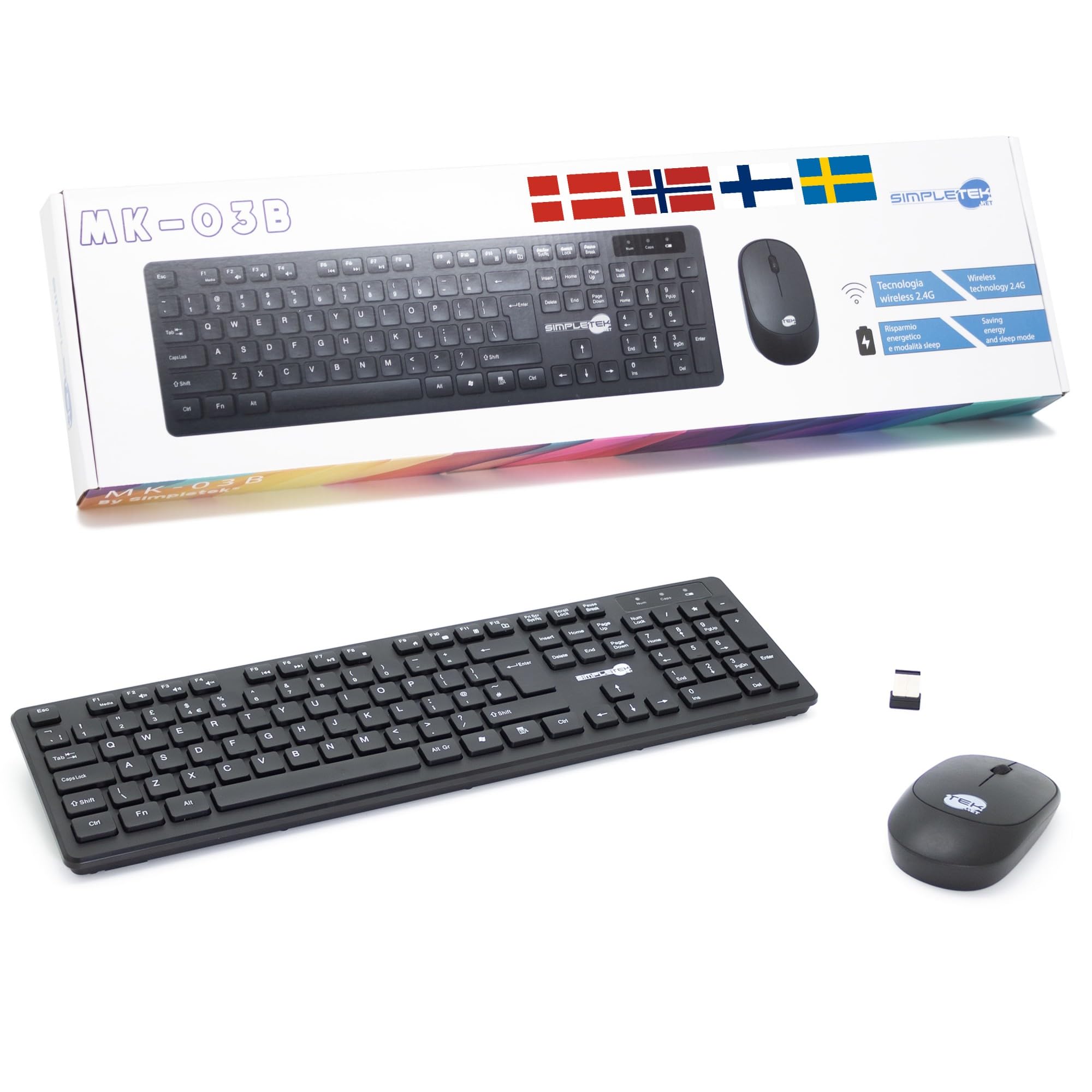 Kit souris et clavier noir sans fil 2,4G scandinave Simpletek
