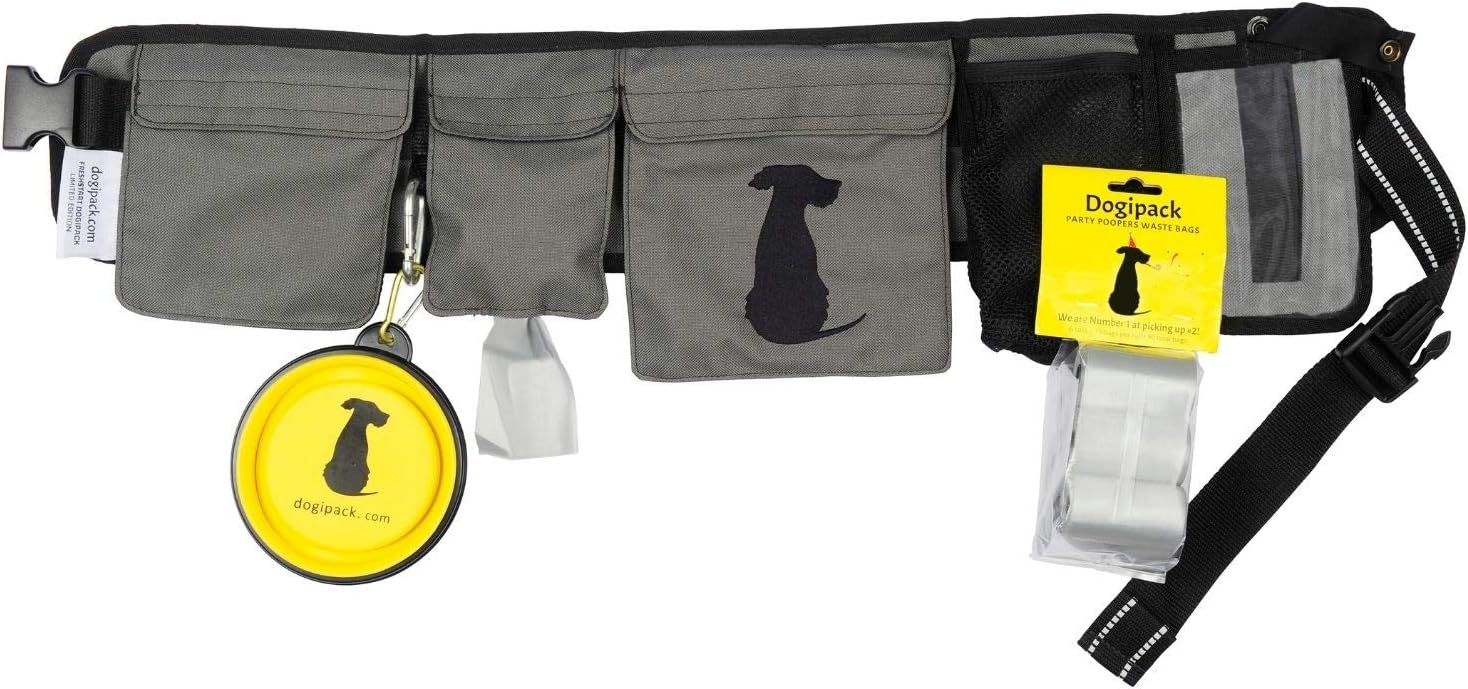 DogiPack Dog Walking Belt Plus Extra 6 Rolls of Dog Poop