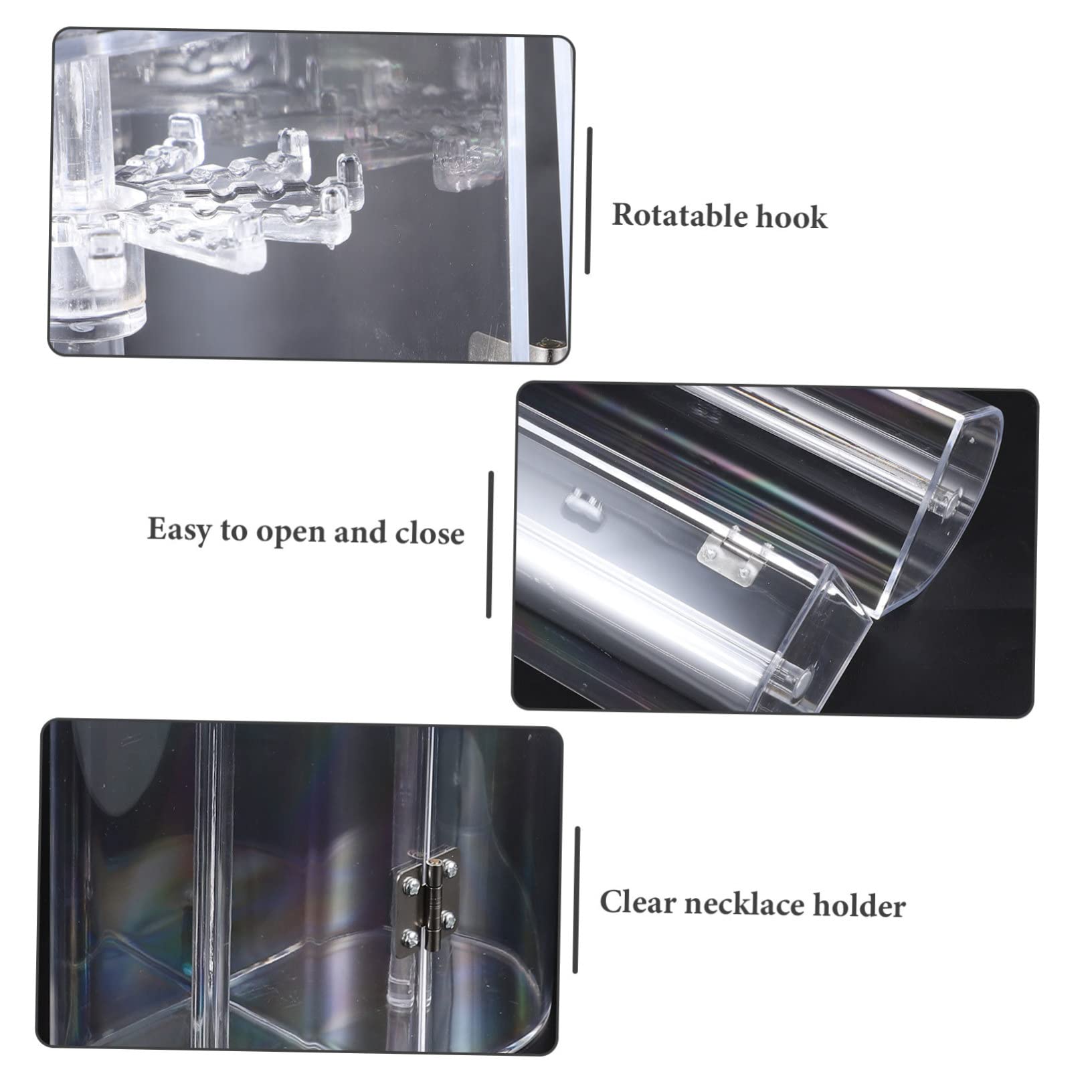 OUNONA Schmuckhalter aus Acryl Transparenter Ohrringhalter zum Aufhängen Schmuckregal für Halsketten und Anhänger Aufbewahrungshalter mit Drehbarem Haken Armbandorganizer