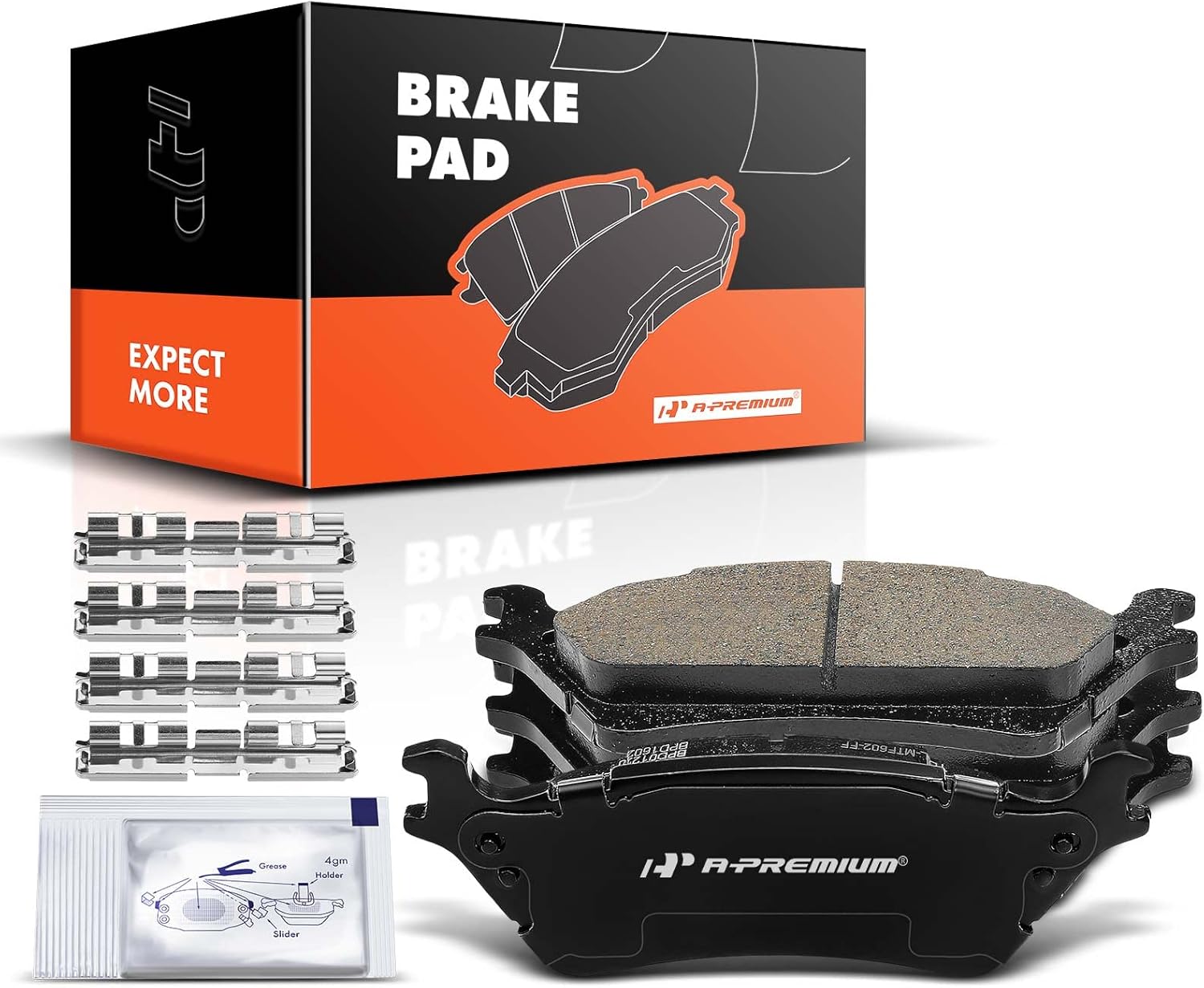 A-Premium Rear Ceramic Brake Pads Set Compatible with Ford Models - for F-150 2012 2013 2014 2015 2016 2017 2018 2019 2020, with Hardware, 4-Pack