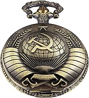 Vista 1 de Whodoit Reloj de bolsillo de cuarzo para hombre, ojos verdes, forma de caja redonda, collar de bolsillo