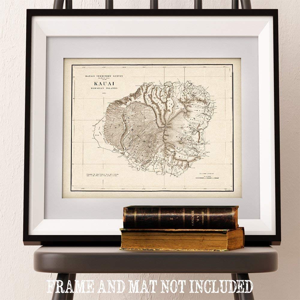 Amazon.com: Kauai Hawaii 1903 Map - 11x14 Unframed Art Print