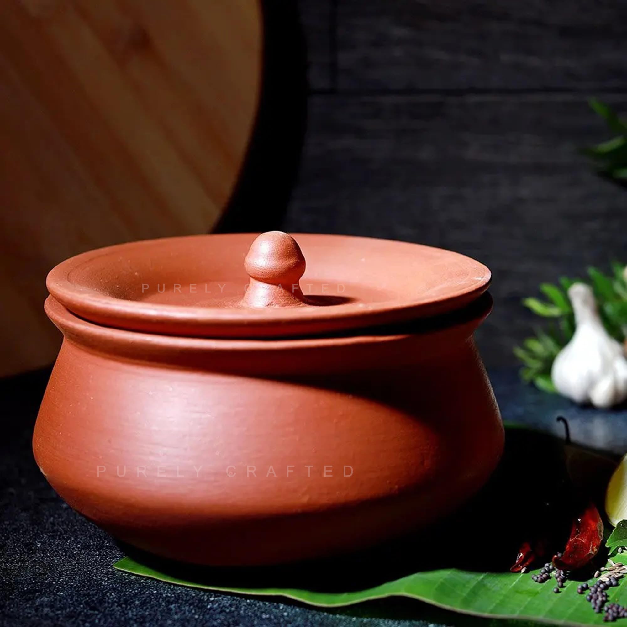 Earthen Clay Pot for Cooking (1 Liter, Regular) | Mitti Handi for Cooking & Curd Making | Traditional Natural Clay Cookware | Daal, Biryani, Dahi Handi