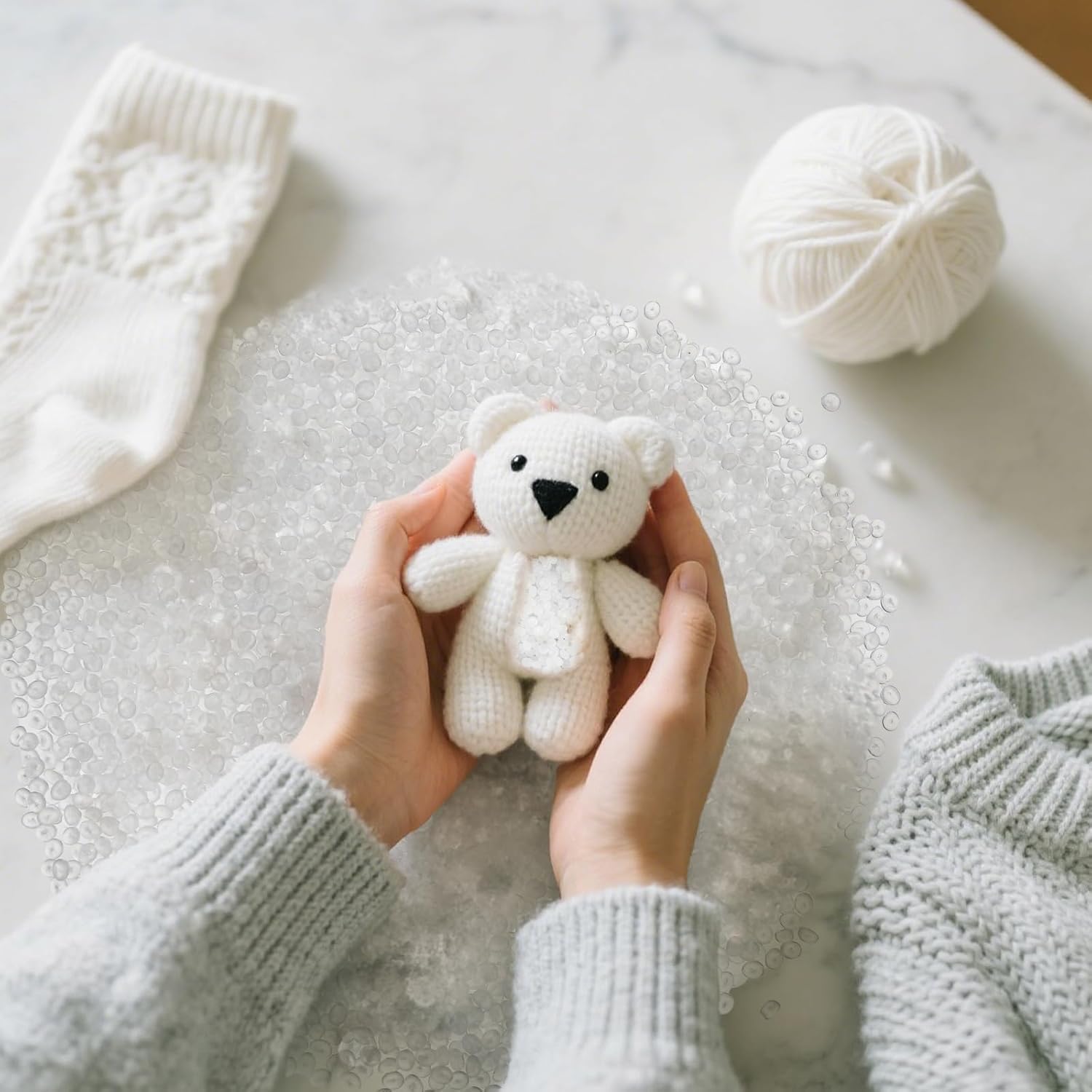 Hiceeden 10 Pounds Poly Pellets, Plastic Stuffing Beads Weighted Polypropylene Beads, Bean Bag Filler Bead for Stuffed Animal Toys, Filling Pillow, Crafts, Clear