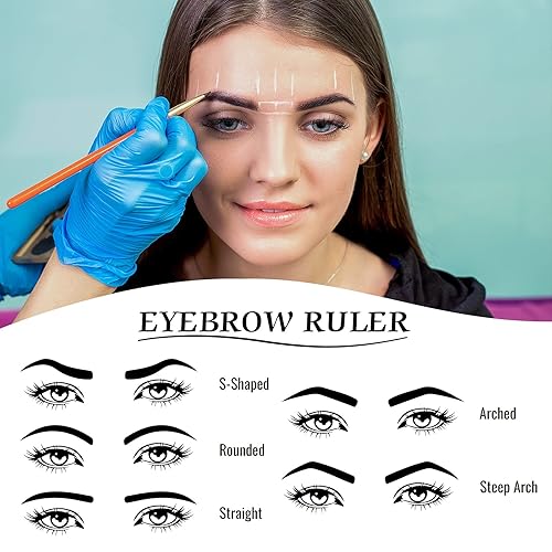 Miniatura 6 de Regla de cejas para tatuaje, regla de posicionamiento de 3 puntos, pinza de relación dorada, regla de microblading para cejas, herramienta de