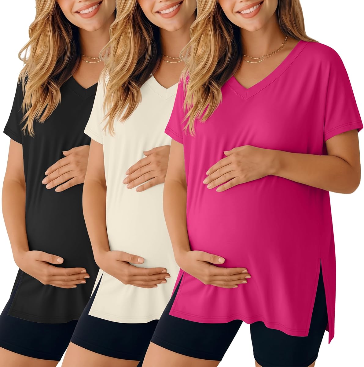 Ficerd 3 Pack Women's Maternity Shirts