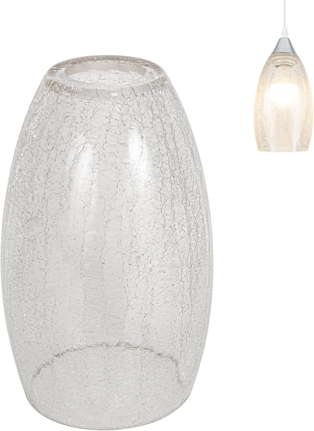 Kiven Glass Pendant Lamp Shade, φ 4.7"*H 8" Art Glass Lamp Covers, 1-Pack Oval Light Shade Replacement for Light Fixtures Replacement Pendant Light Ceiling Light DZ0524