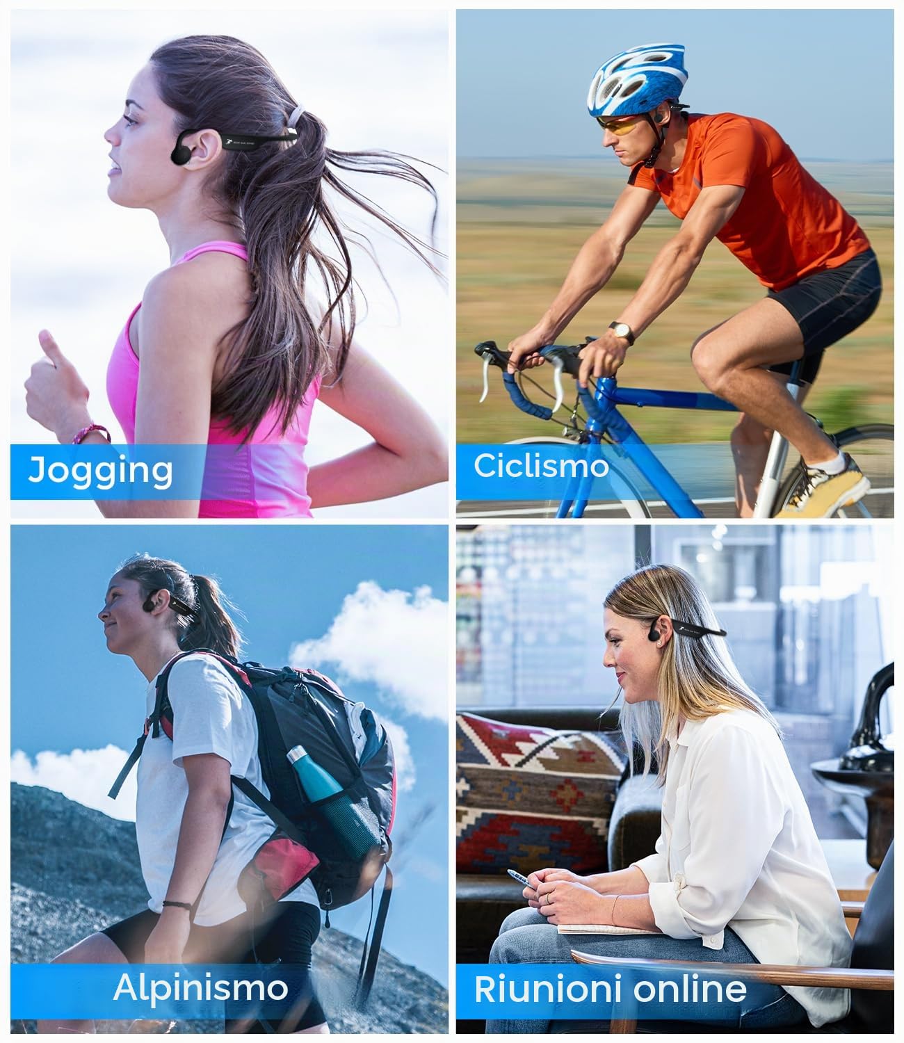 Cuffie Conduzione Ossea, Bluetooth 5.2 Wireless Auricolari a Conduzione Ossea, Open-Ear Hi-Fi Stereo impermeabili IP67, con Microfono Cuffie Sport, per jogging, corsa e ciclismo…