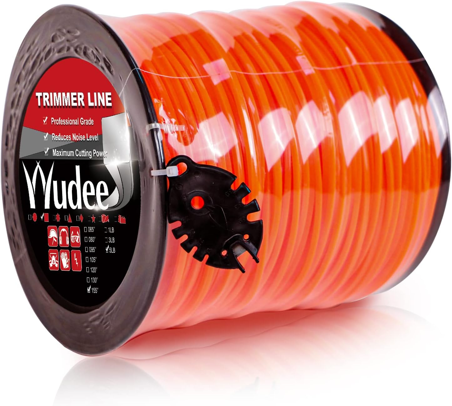 3 Pound 155 Trimmer Line Heavy Duty, String Trimmer Line Donut, Weed Eater String with Line Cutter, Orange Square