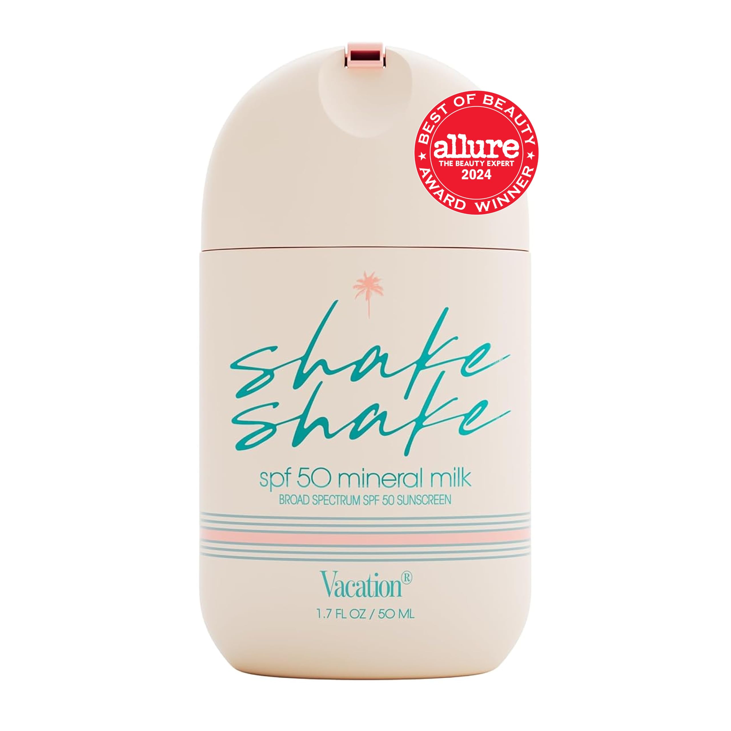 Vacation Shake Shake - Protector solar facial mineral SPF 50, 1.7 onzas líquidas | No nano óxido de zinc, no comedogénico, sin rayas, resistente al agua, amplio espectro, hidratante con SPF, vegano