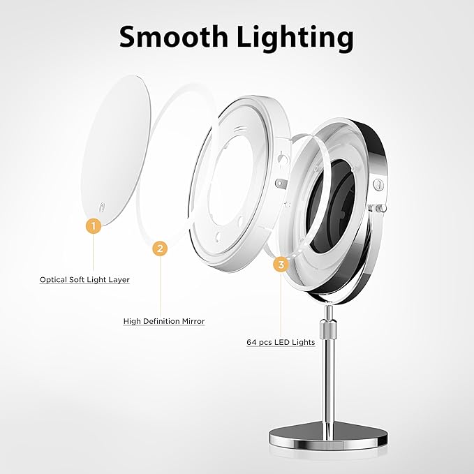 Espejo de Maquillaje 1X/30X con Luz Ajustable y Batería Recargable miniatura 8