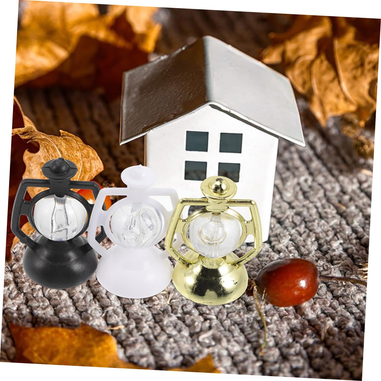 NOLITOY 24pcs Home Decor Lanterns Xmas Decor Miniature Ornament Xmas Lamp Decor Mini House Ornament Micro Landscape Lantern Mini House Decoration Desktop Ornament Household Baby Plastic