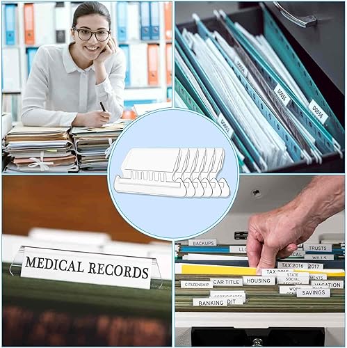 Miniatura 7 de PAXCOO - 50 juegos de pestañas para carpetas de archivos, pestañas e insertos para carpetas colgantes