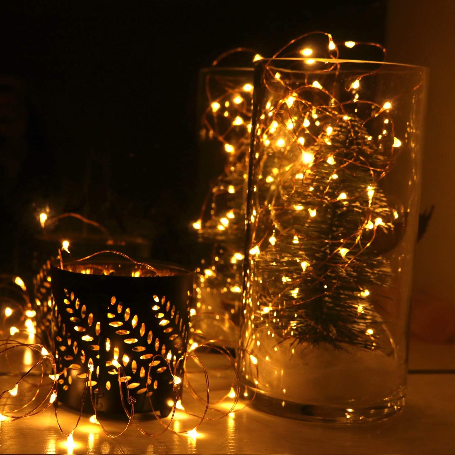 6 Pack Fairy Lights Battery Operated No Remote LED Starry String Lights 30 Micro Starry LEDs on 10ft Copper Wire Light for DIY Wedding Centerpiece Table Decorations (Amber) image 5