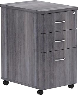Lorell Weathered Charcoal Laminate Desking Pedestal - 3-Drawer