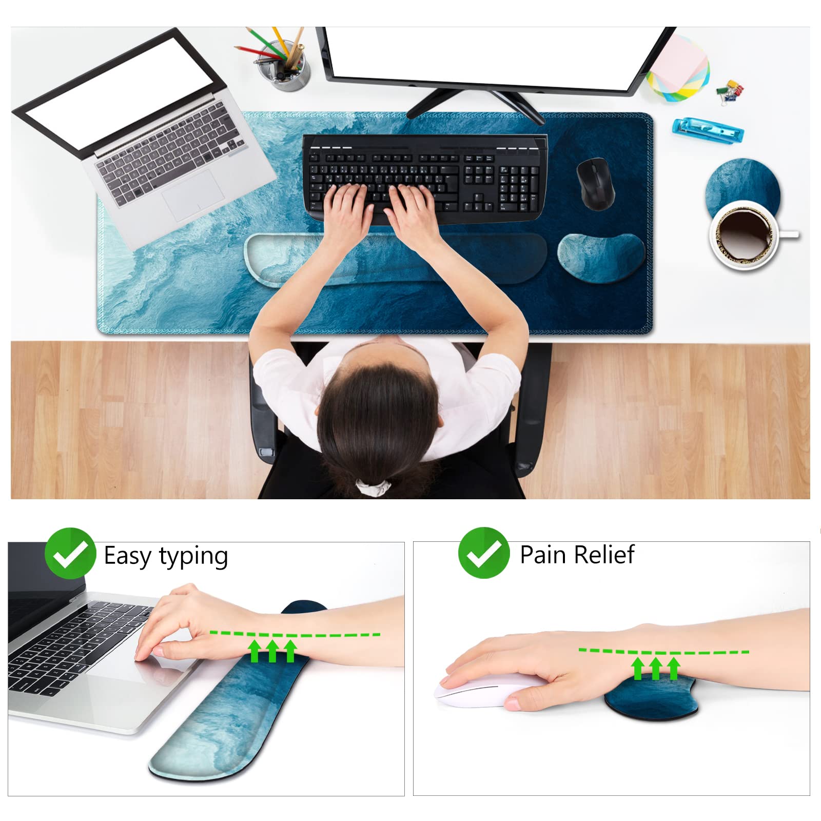 AIMSA Gaming Mouse Pad Set - Wrist Rest & Coaster -3