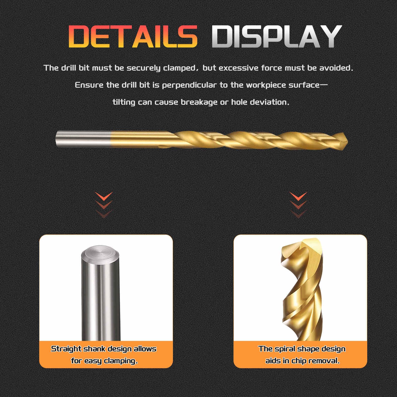CoCud 5.2mm Drill Bit, 13/64" Cutting Diameter, 4241 HSS TiN Coated 118° Cutting Angle Versatile Jobber Bits - Image 3