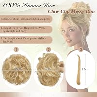Coc dezordonat Sofeiyan, extensii din păr natural cu clips, bucle ondulate, chignon cu agrafă, blond bej cu șuvițe blond deschis, pentru femei 2