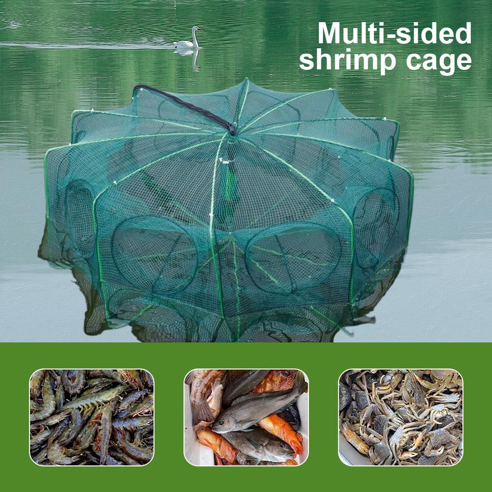 Foldable Fishing Trap Net, The Magic Fishing Trap Fishing Kit, 2024 New Portable Minnow Traps for Bait Fish, Crab Crawfish Fish Trap for Small Fish, Outdoor Fishing (A-6 Holes)