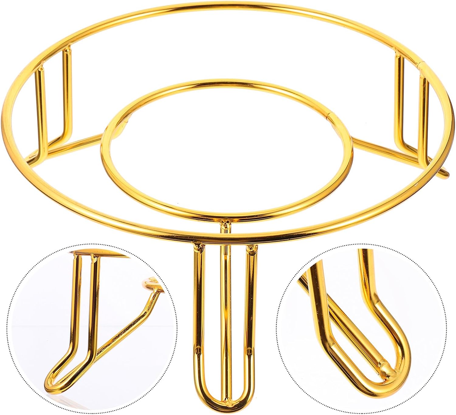Alloy Pot Rack Table Stand Pot Holder for Kitchen Storage Heat-resistant Metal Pan and Dish Organizer Stable Hot Plate Protector and Cooking Utensils Gold Finish