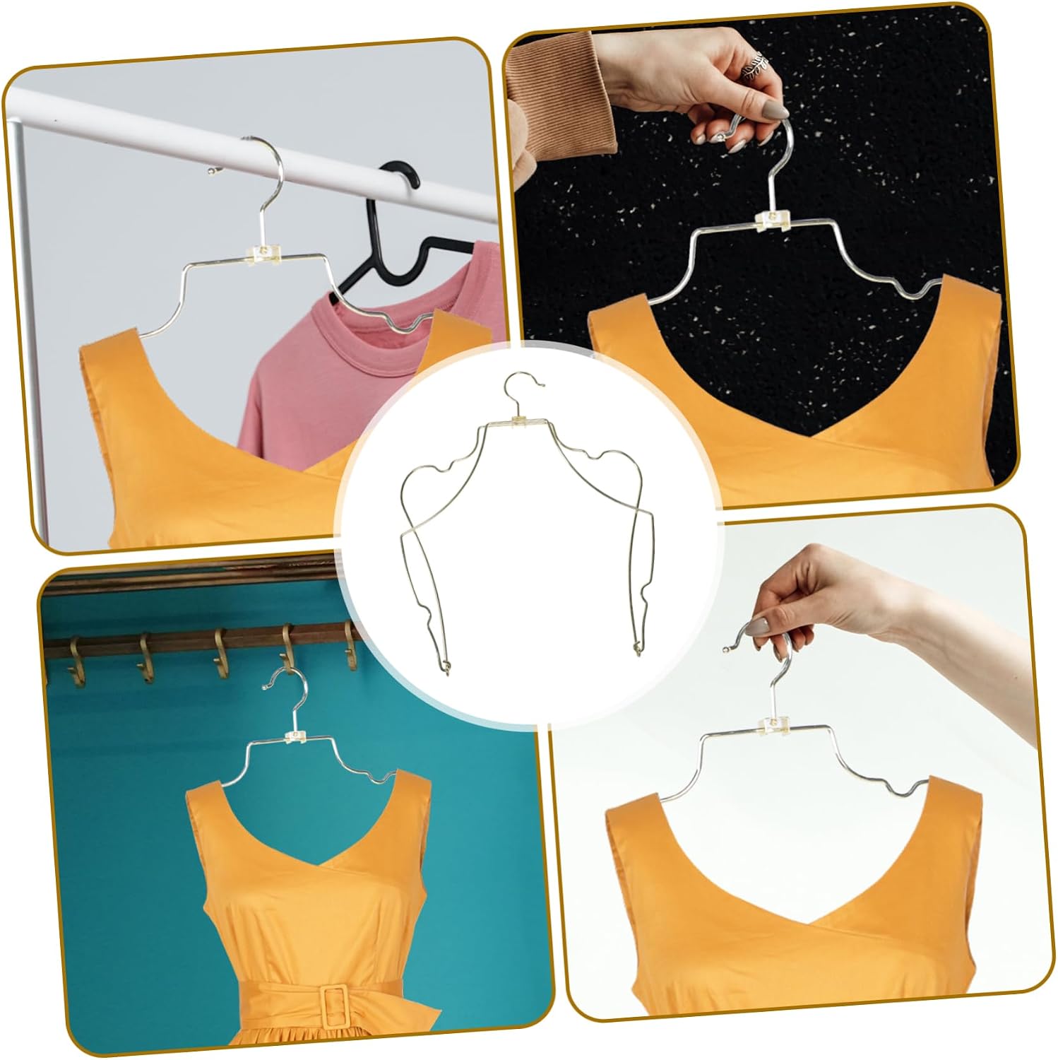 Healifty Metal Wire Swimwear Hanger for Bikini and Swimsuit Display Foldable Body Shape Rack Smooth Metal Hanger for Wrinkle Swimwear and Organization Gold Color